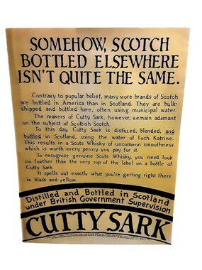 1977 Cutty Sark Scotch Whisky Ad Distilled & Bottled In Scotland Print
